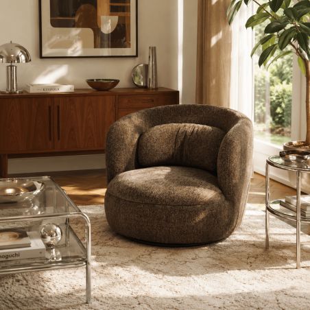 Fauteuil pivotant ANDER tissu marron
