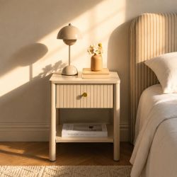 Table de chevet CLEO laqué beige