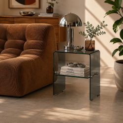 Lot de 2 tables de chevet GINZA verre trempé noir