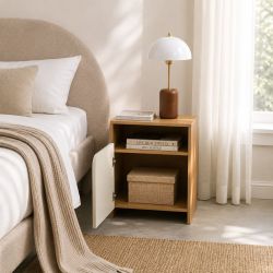Table de chevet KILDA effet chêne et porte blanche