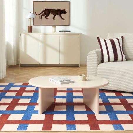 Table basse ovale KARIA effet laqué beige
