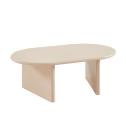 Table basse ovale KARIA effet laqué beige