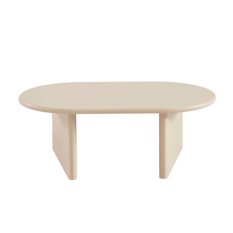 Table basse ovale KARIA effet laqué beige