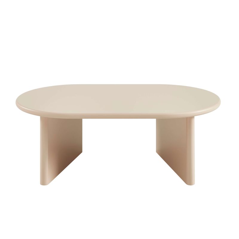 Table basse ovale KARIA effet laqué beige