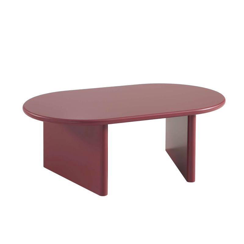 Table basse ovale KARIA effet laqué bordeaux