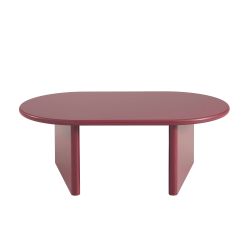Table basse ovale KARIA effet laqué bordeaux