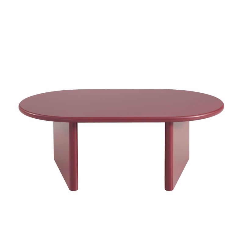 Table basse ovale KARIA effet laqué bordeaux