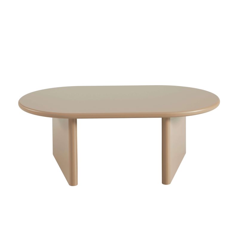 Table basse ovale KARIA effet laqué caramel