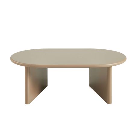 Table basse ovale KARIA effet laqué caramel