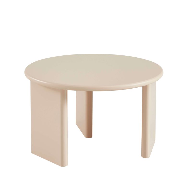 Table basse ronde KARIA effet laqué beige