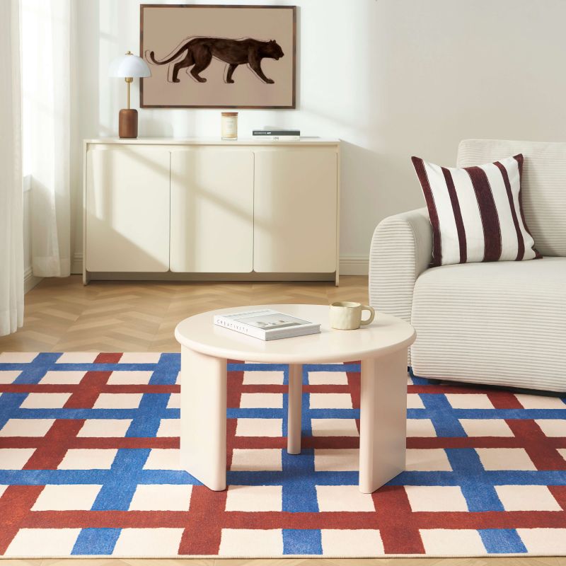 Table basse ronde KARIA effet laqué beige