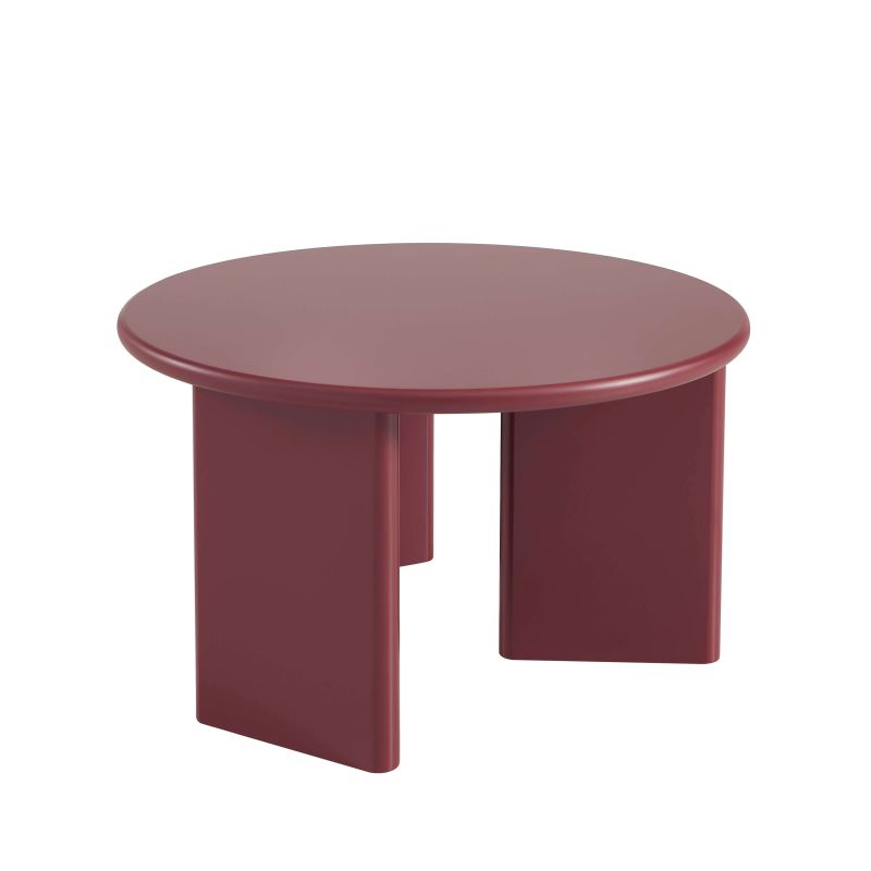 Table basse ronde KARIA effet laqué bordeaux