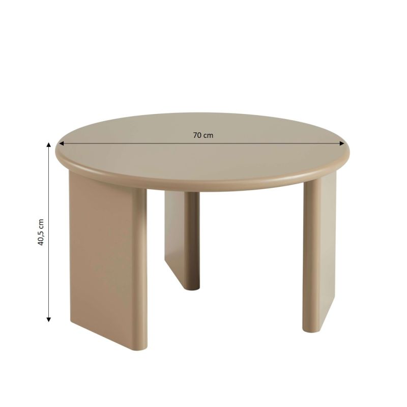 Table basse ronde KARIA effet laqué caramel