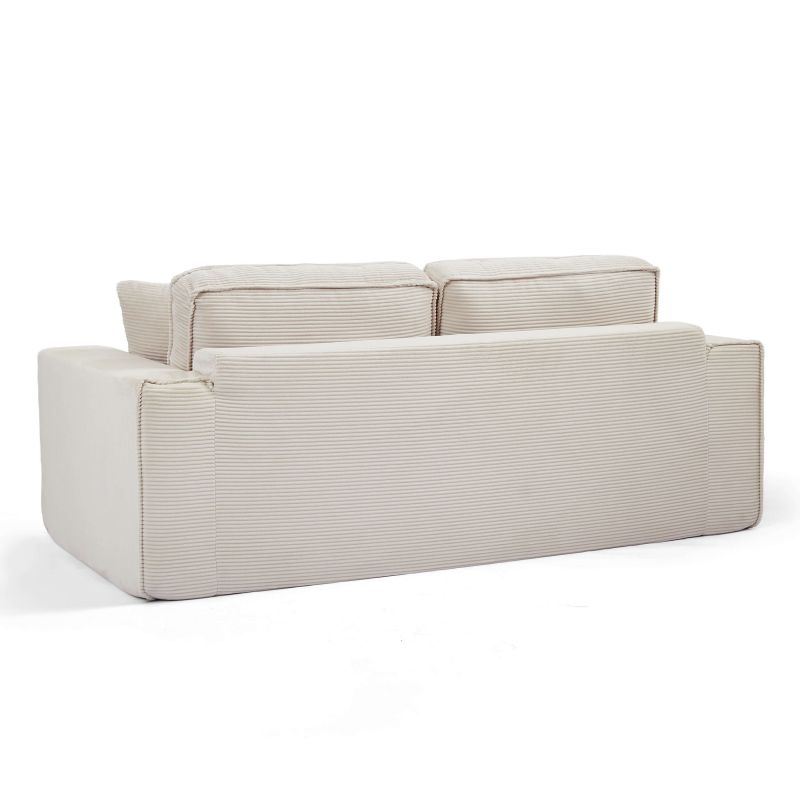 Canapé droit compressé et convertible EREBUS déplimousse 3 places velours côtelé beige