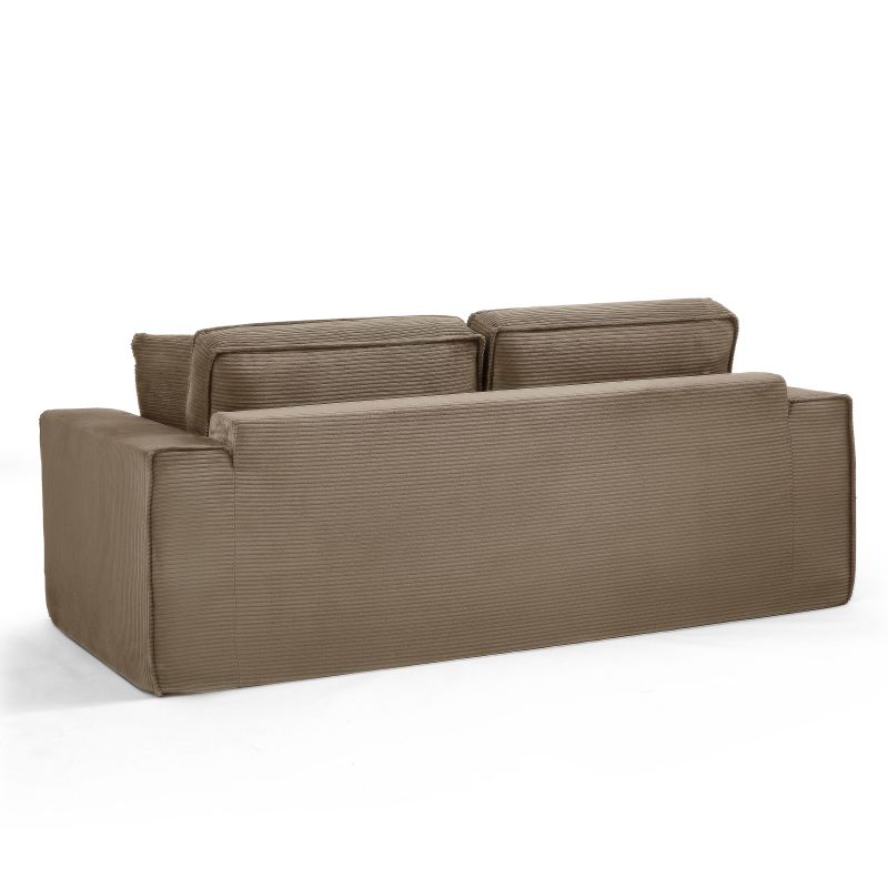 Canapé droit compressé et convertible EREBUS déplimousse 3 places velours côtelé taupe