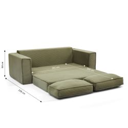 Canapé droit compressé et convertible EREBUS déplimousse 3 places velours côtelé vert