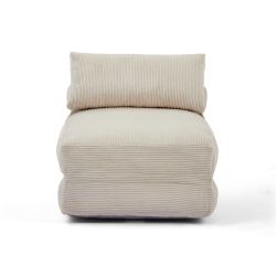 Fauteuil convertible compressé NYX en mousse 1 place velours côtelé beige