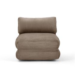 Fauteuil convertible compressé NYX en mousse 1 place velours côtelé gris