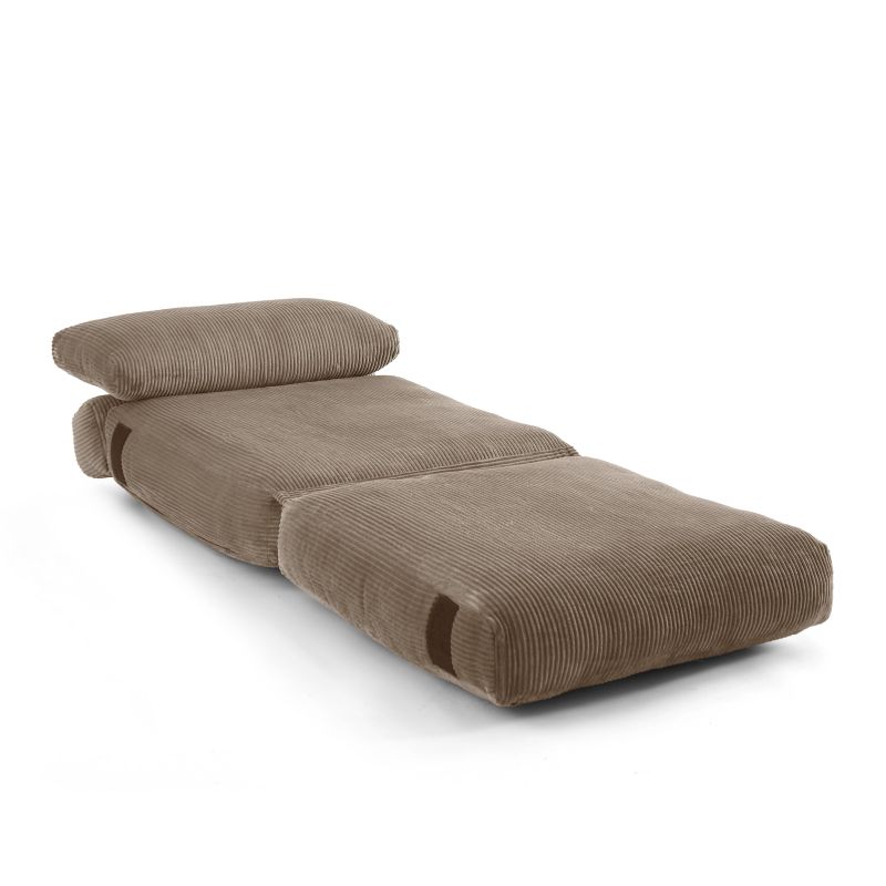 Fauteuil convertible compressé NYX en mousse 1 place velours côtelé gris