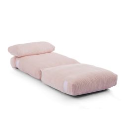 Fauteuil convertible compressé NYX en mousse 1 place velours côtelé rose