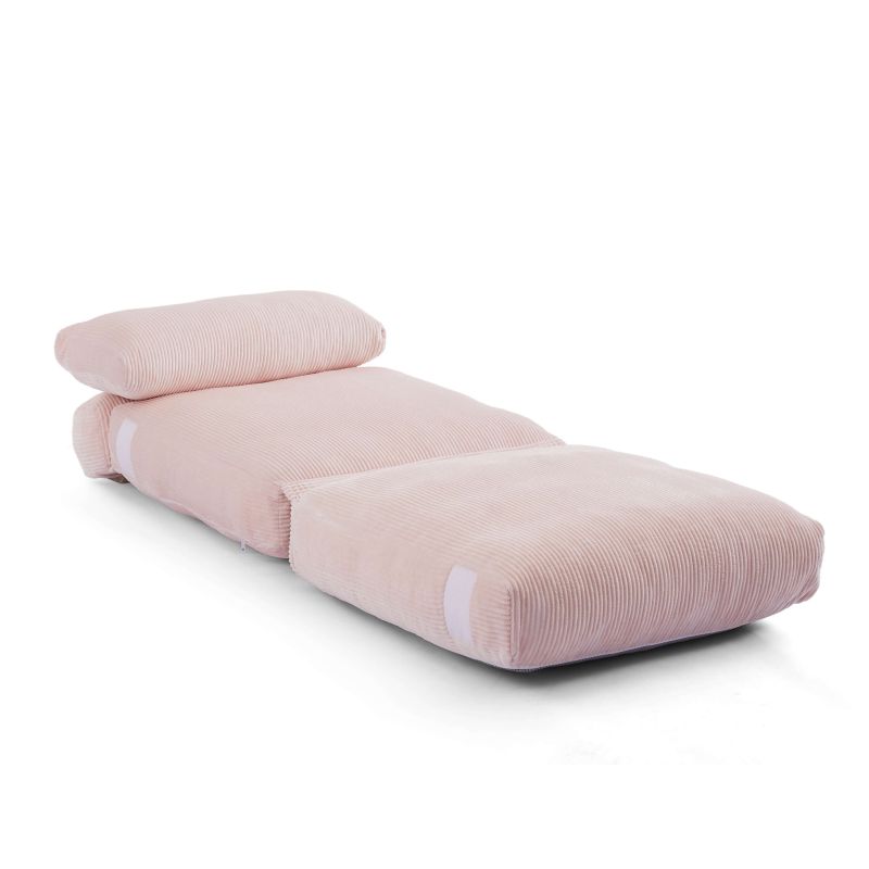 Fauteuil convertible compressé NYX en mousse 1 place velours côtelé rose