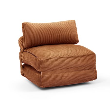 Fauteuil convertible compressé NYX en mousse 1 place velours côtelé terracotta