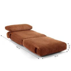 Fauteuil convertible compressé NYX en mousse 1 place velours côtelé terracotta