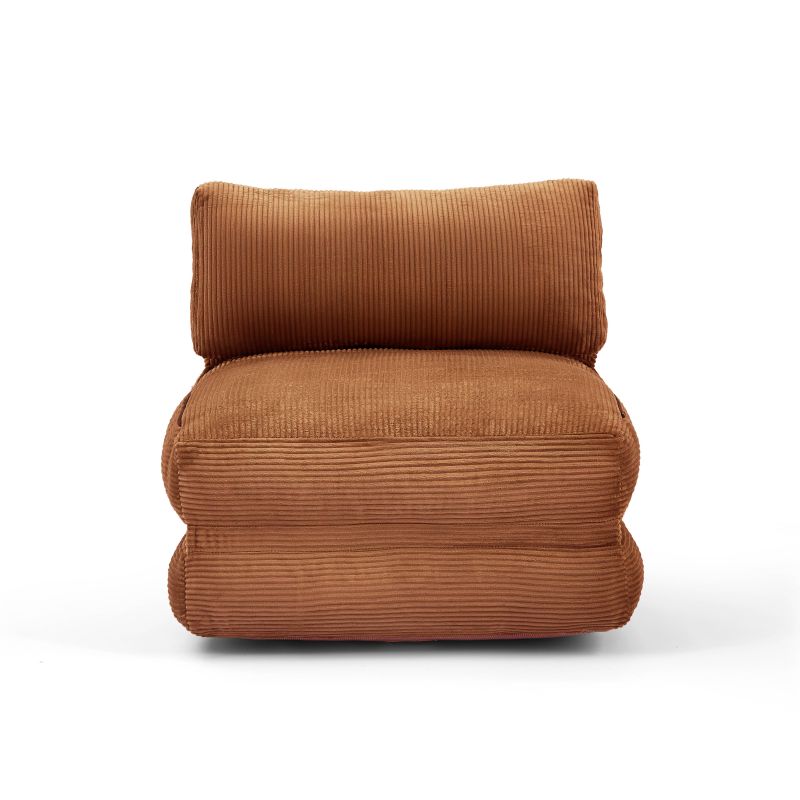 Fauteuil convertible compressé NYX en mousse 1 place velours côtelé terracotta
