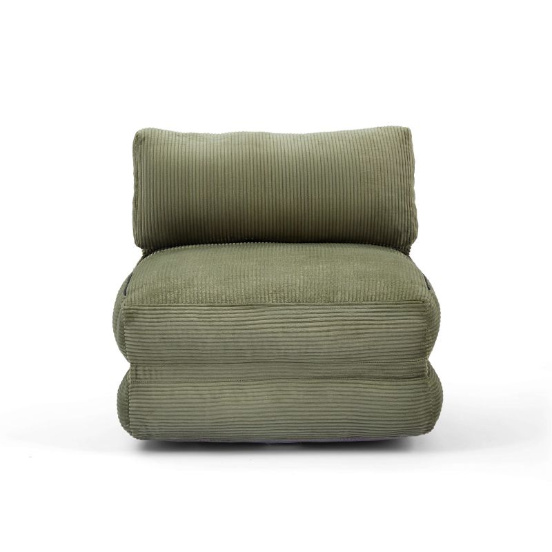 Fauteuil convertible compressé NYX en mousse 1 place velours côtelé vert