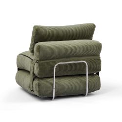 Fauteuil convertible compressé NYX en mousse 1 place velours côtelé vert