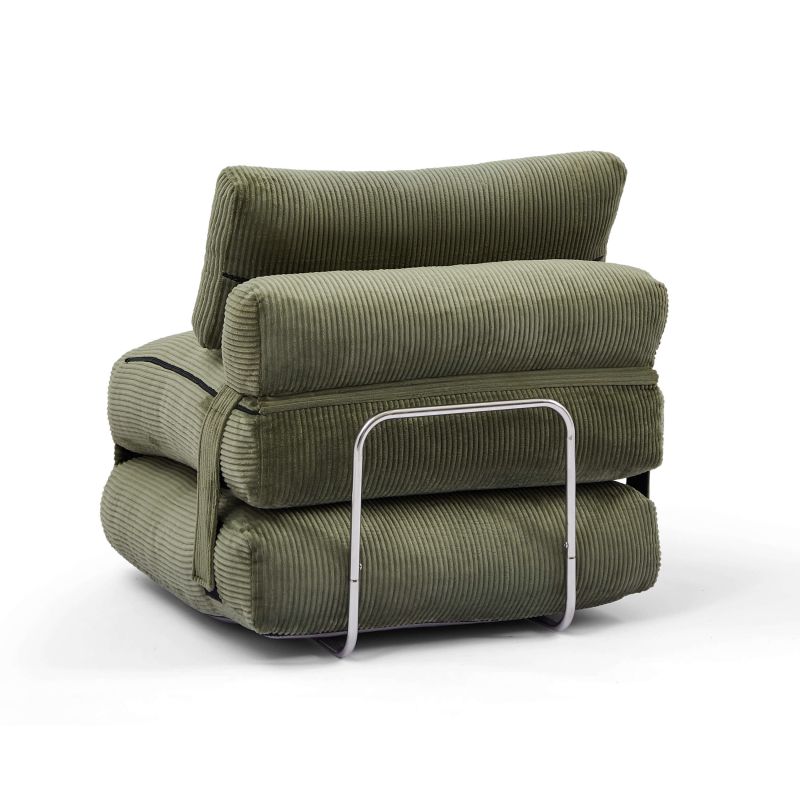 Fauteuil convertible compressé NYX en mousse 1 place velours côtelé vert