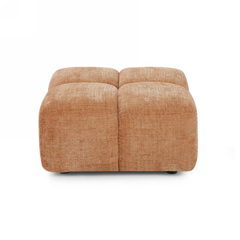 Canapé d'angle modulable ALENO 4 places tissu velours texturé terracotta
