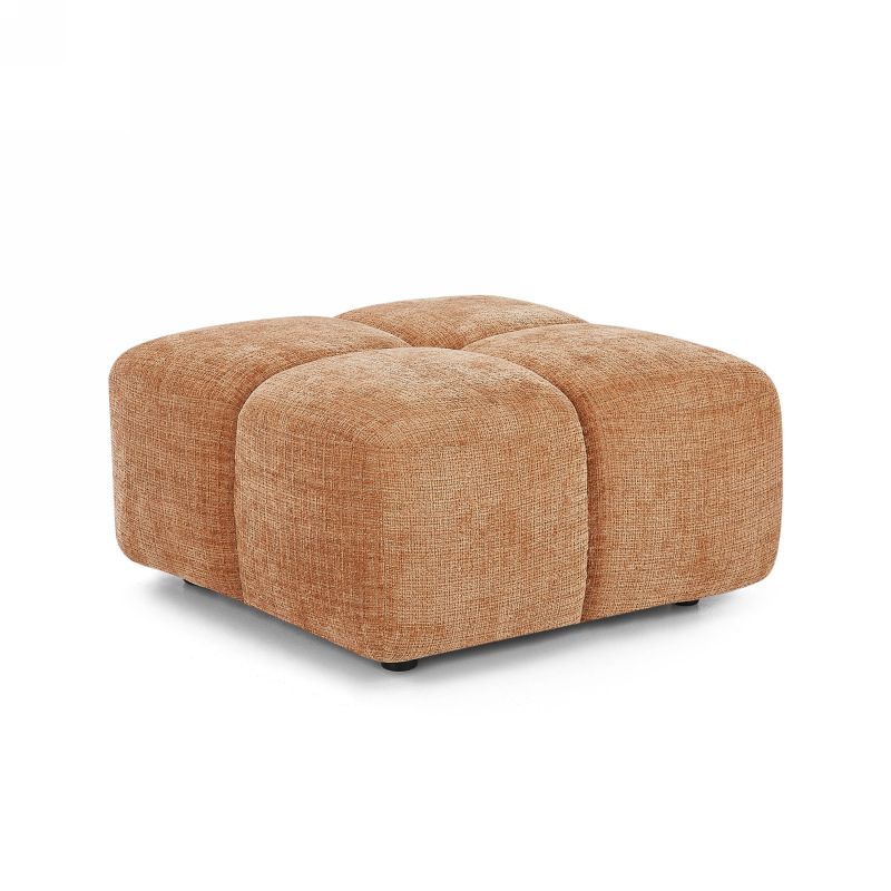 Canapé d'angle modulable ALENO 4 places tissu velours texturé terracotta
