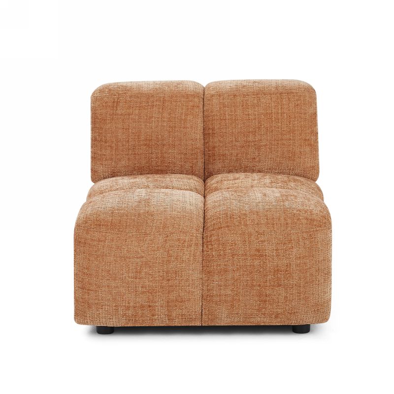 Canapé d'angle modulable ALENO 4 places tissu velours texturé terracotta