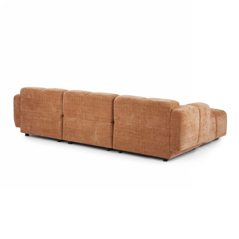 Canapé d'angle modulable ALENO 4 places tissu velours texturé terracotta