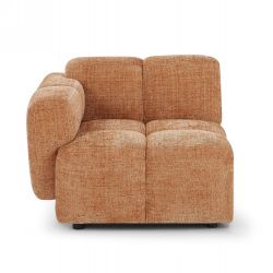 Canapé d'angle modulable ALENO 4 places tissu velours texturé terracotta