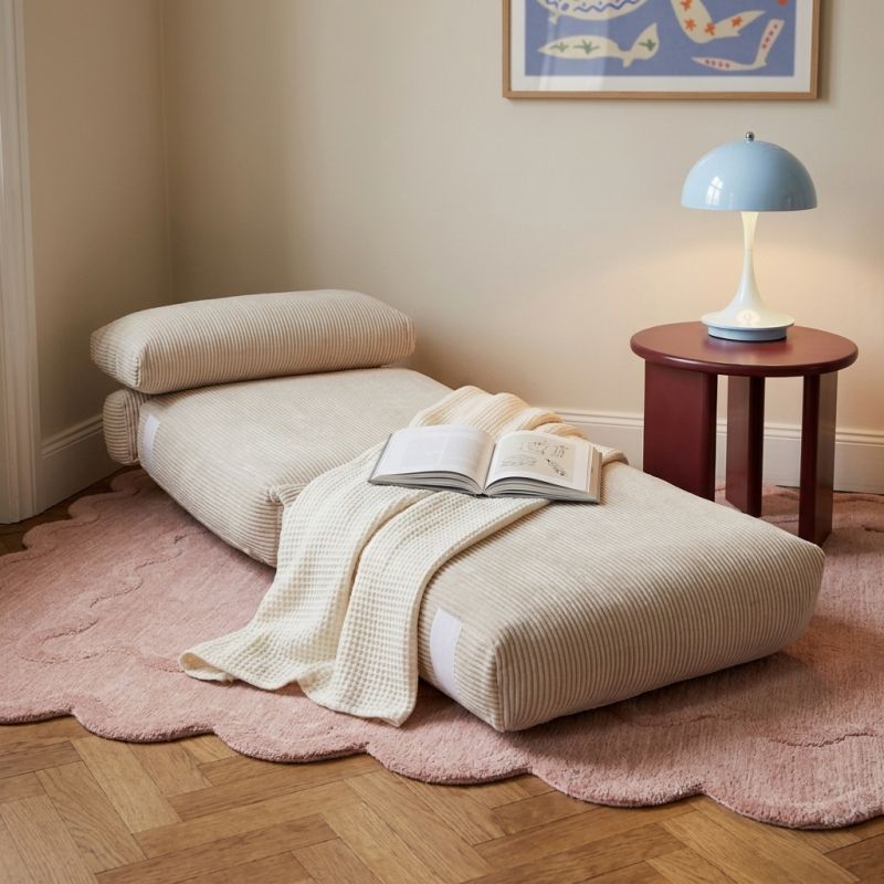 Fauteuil convertible compressé NYX en mousse 1 place velours côtelé beige