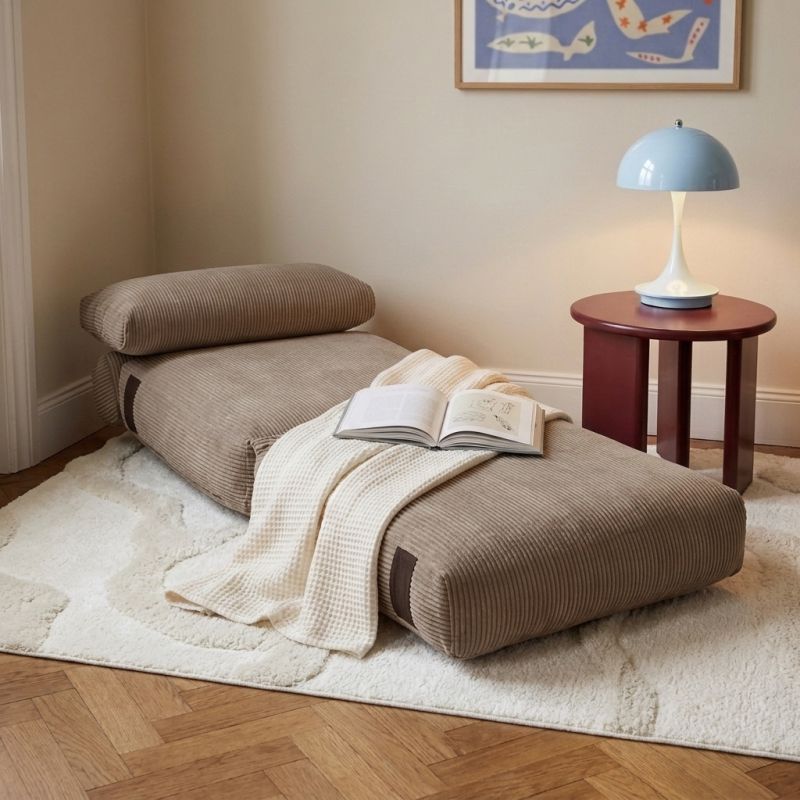 Fauteuil convertible compressé NYX en mousse 1 place velours côtelé gris