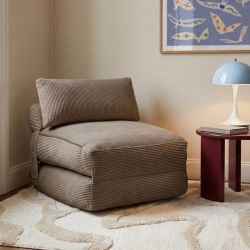 Fauteuil convertible compressé NYX en mousse 1 place velours côtelé gris