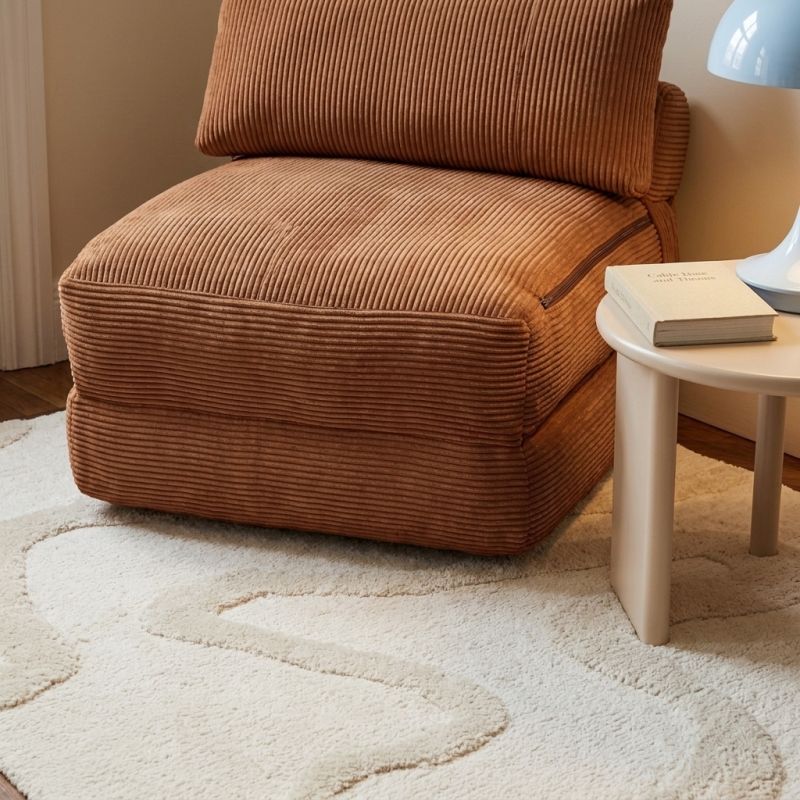 Fauteuil convertible compressé NYX en mousse 1 place velours côtelé terracotta
