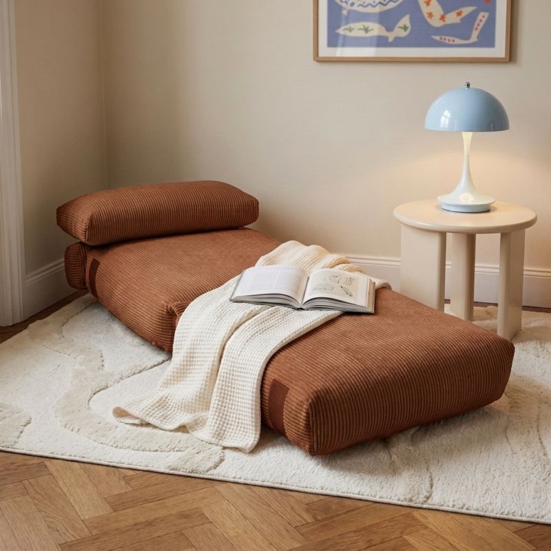 Fauteuil convertible compressé NYX en mousse 1 place velours côtelé terracotta