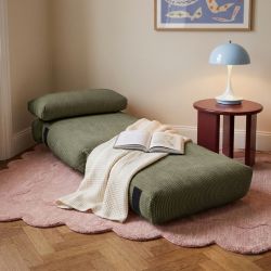 Fauteuil convertible compressé NYX en mousse 1 place velours côtelé vert