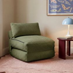 Fauteuil convertible compressé NYX en mousse 1 place velours côtelé vert