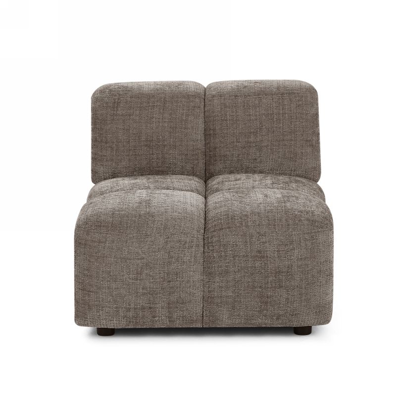 Canapé d'angle modulable ALENO 4 places tissu velours texturé marron