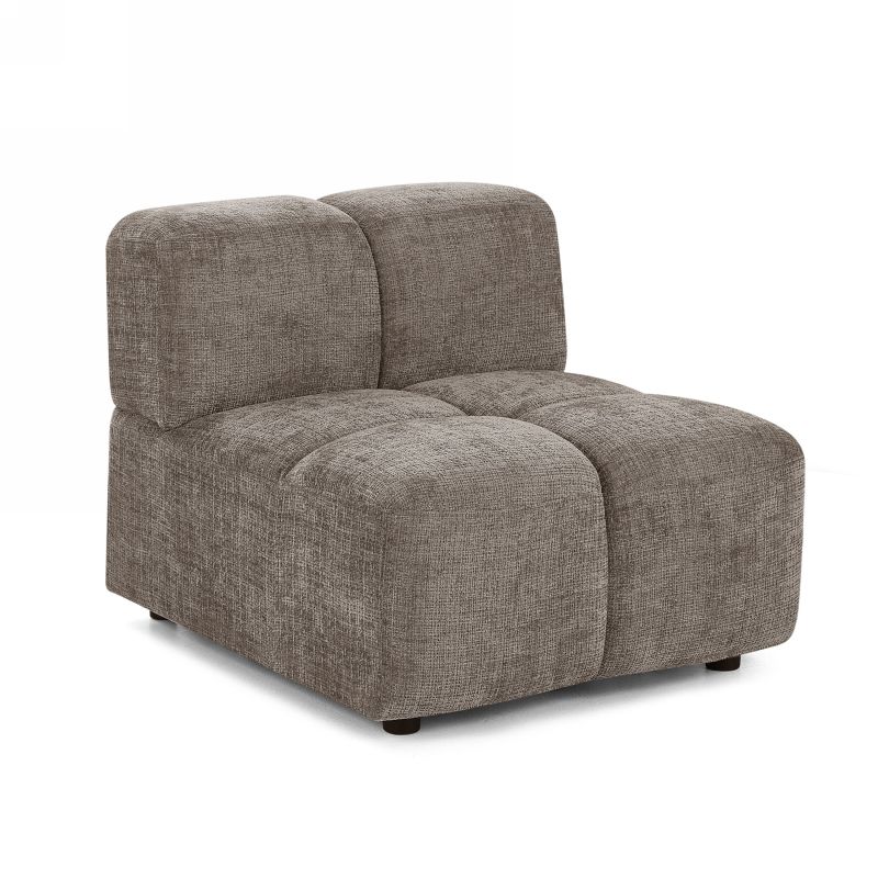 Canapé d'angle modulable ALENO 4 places tissu velours texturé marron