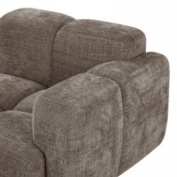 Canapé d'angle modulable ALENO 4 places tissu velours texturé marron