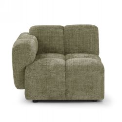 Canapé d'angle modulable ALENO 4 places tissu velours texturé vert