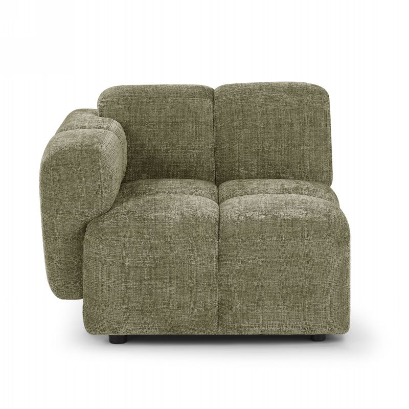 Canapé d'angle modulable ALENO 4 places tissu velours texturé vert