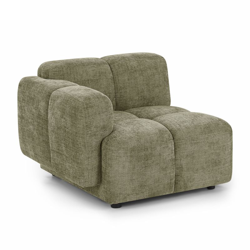 Canapé d'angle modulable ALENO 4 places tissu velours texturé vert