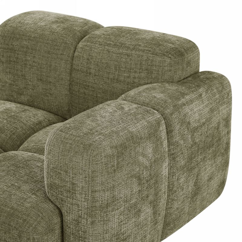Canapé d'angle modulable ALENO 4 places tissu velours texturé vert